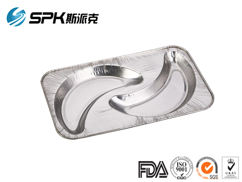 Two compartment aluminium foil container for food 32011