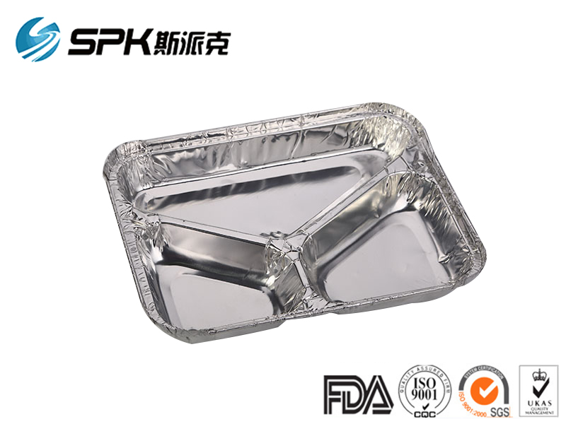 Three compartment aluminium foil food containers SC8614